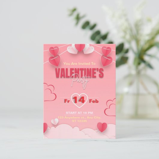 Invitation Carte Postale Saint Valentin (Debout devant)
