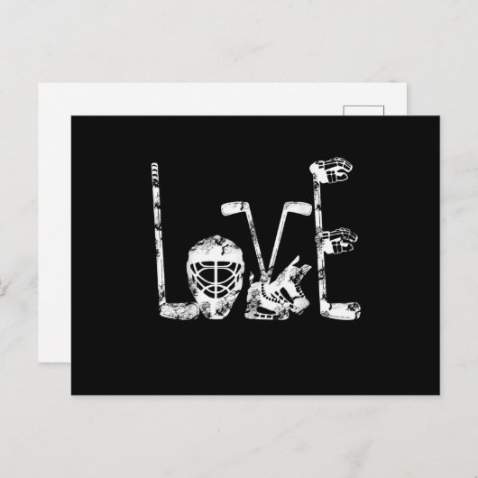 Invitation Carte Postale Saint Valentin Hockey Amour Cadeau Mignon Garçons (Devant / Derrière)