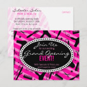Invitation Carte Postale Salon des cheveux roses chauds Grand Ouverture (Devant / Derrière)