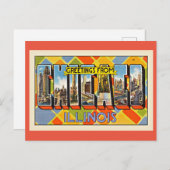 Invitation Carte Postale Salutations de Chicago, Illinois (Devant / Derrière)