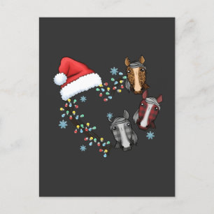 Invitation Carte Postale Santa Hat Avec Chevaux Equestre Père Noël Noël