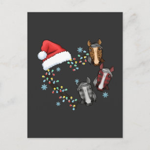 Invitation Carte Postale Santa Hat Avec Chevaux Equestre Père Noël Noël