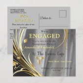 Invitation Carte Postale Satin argenté et fleur or splendeur (Devant / Derrière)