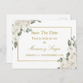 Invitation Carte Postale Sauvegarder la date de la boda de oro (Devant / Derrière)