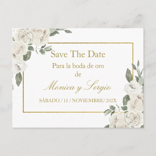Invitation Carte Postale Sauvegarder la date de la boda de oro (Devant)