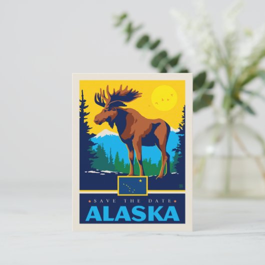 Invitation Carte Postale Save the date | Alaska (Debout devant)