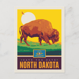 Invitation Carte Postale Save the date   Dakota du Nord