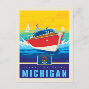 Invitation Carte Postale Save the date Michigan