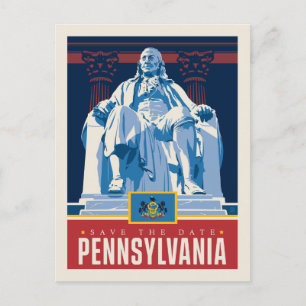 Invitation Carte Postale Save the date Pennsylvania
