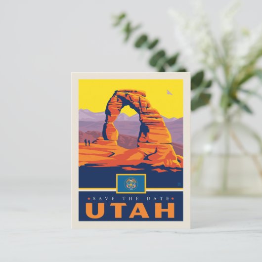 Invitation Carte Postale Save the date | Utah (Debout devant)