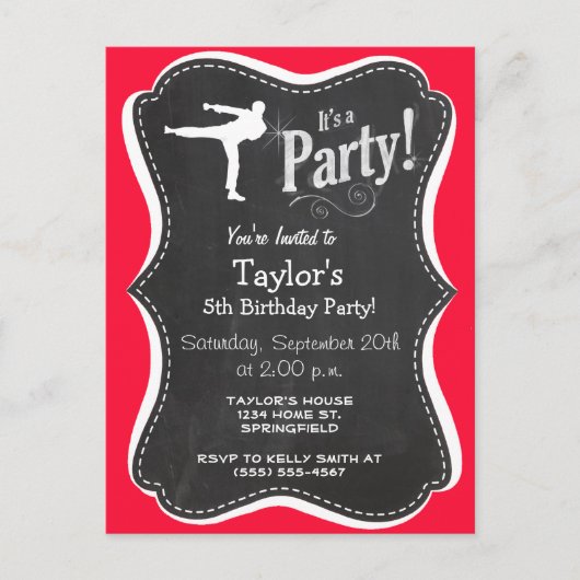 Invitation Carte Postale Scarlet Red Martial Arts (Devant)