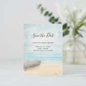 Invitation Carte Postale Scène de plage côtière Économisez la date (Debout devant)