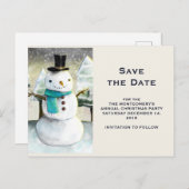Invitation Carte Postale Scène hivernale de bonhomme de neige mignon Noël à (Devant / Derrière)
