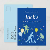 Invitation Carte Postale Scooters, Vélos, Skateboards, chevaucher (Devant / Derrière)