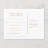 Invitation Carte Postale Script Coeur Marine Bleu Et Or Demande De Chanson (Dos)