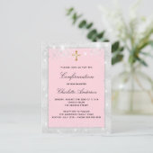 Invitation Carte Postale Script croisé parties scintillant rose argent (Debout devant)