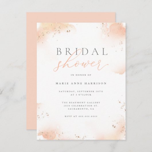 Invitation Carte Postale Script d'aquarelle transparente et Fête des mariée (Devant / Derrière)