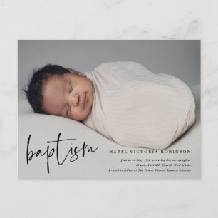 Invitation Carte Postale Script de budget pour baptême et christening