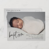 Invitation Carte Postale Script de budget pour baptême et christening (Devant / Derrière)