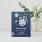 Invitation Carte Postale Script de compte à rebours du Baby shower de galax (Debout devant)