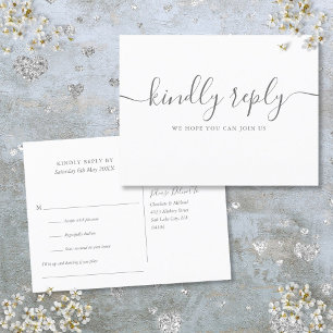 Invitation Carte Postale Script de signature simple et élégant RSVP