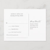Invitation Carte Postale Script de signature simple gris élégant RSVP (Dos)