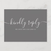 Invitation Carte Postale Script de signature simple gris élégant RSVP (Devant)