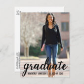 Invitation Carte Postale Script d'invitation de la fête de graduation de ph (Devant / Derrière)