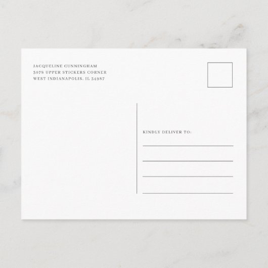 Invitation Carte Postale Script floral Eucalyptus Fête des mariées verte (Dos)