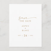 Invitation Carte Postale Script Gold moderne Enregistrer la date (Devant)