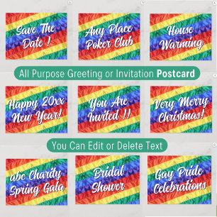 Invitation Carte Postale Script LGBT Rainbow Flag Créez votre propre fête g