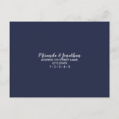 Invitation Carte Postale Script moderne Marine Blue Wedding RSVP (Dos)