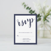 Invitation Carte Postale Script moderne Marine Blue Wedding RSVP (Debout devant)