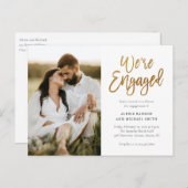 Invitation Carte Postale Script moderne Nous sommes engagés Photo Engagemen (Devant / Derrière)