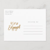 Invitation Carte Postale Script moderne Nous sommes engagés Photo Engagemen (Dos)