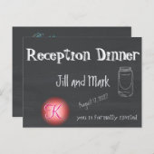 Invitation Carte Postale Script Monogramme 3d Rustique Chalkboard (Devant / Derrière)