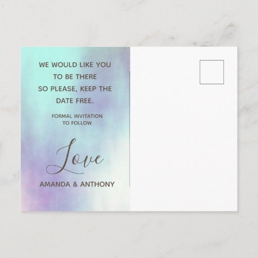 Invitation Carte Postale Script photo Enregistrer la date de superposition (Dos)