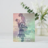 Invitation Carte Postale Script photo Enregistrer la date de superposition (Debout devant)