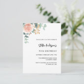 Invitation Carte Postale Script rose or fleuri de la verdure d'anniversaire (Debout devant)