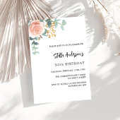 Invitation Carte Postale Script rose or fleuri de la verdure d'anniversaire