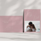 Invitation Carte Postale Script Whimsical | Dusty Photo Rose Enregistrer La
