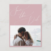 Invitation Carte Postale Script Whimsical | Dusty Photo Rose Enregistrer La (Devant)
