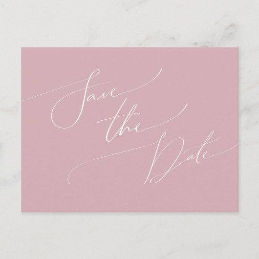 Invitation Carte Postale Script Whimsical | Dusty Rose Enregistrer La Date (Devant)
