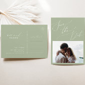 Invitation Carte Postale Script Whimsical | Sage Green Photo Enregistrer La