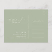 Invitation Carte Postale Script Whimsical | Vert Sage Enregistrer La Date (Dos)