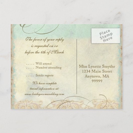 Invitation Carte Postale Sea Turtle Modern Coastal Ocean Beach Swirls (Dos)