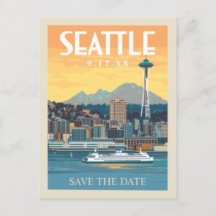 Invitation Carte Postale Seattle, Washington   Save the date