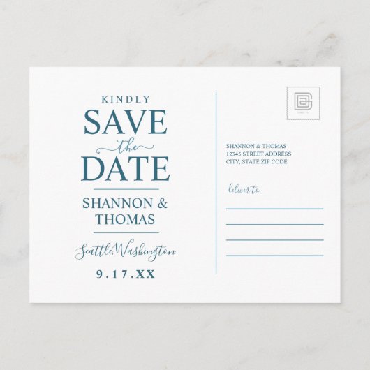 Invitation Carte Postale Seattle, Washington | Save the date (Dos)