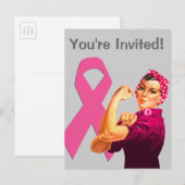 Invitation Carte Postale Sensibilisation au cancer du sein Rosie Riveter (Devant / Derrière)