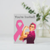 Invitation Carte Postale Sensibilisation au cancer du sein Rosie Riveter (Debout devant)